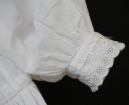 antique christening dress cuff lace & embroidery detail www.buckinghamvintage.co.uk